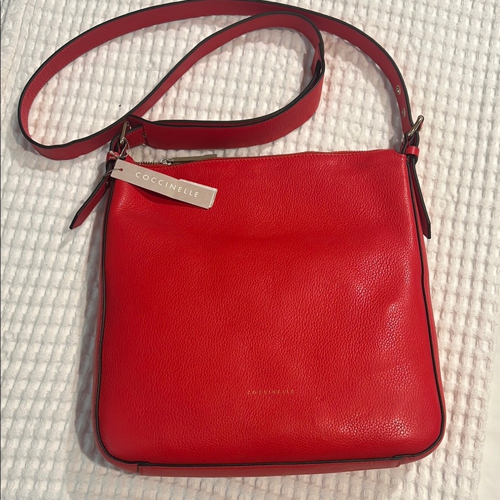 🛍️COCCINELLE Red Leather Shoulder Bag NWT